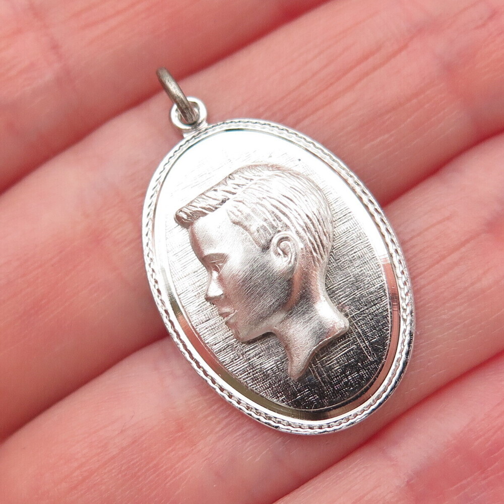 Franklin Mint 925 Sterling Silver Vintage Boy Profile Charm Pendant